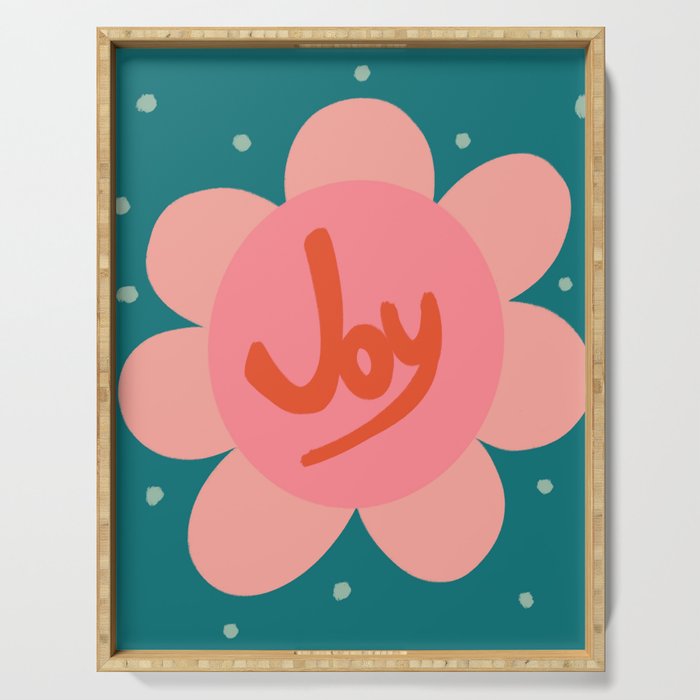 Pink and Green Bold Daisy Flower  Serving Tray Gallery Image 1