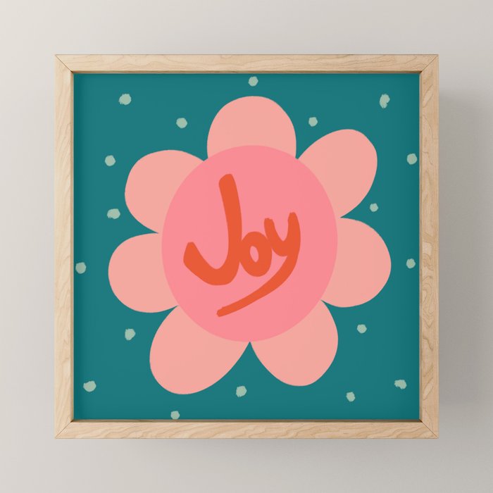 Pink and Green Bold Daisy Flower  Mini Art Print Gallery Image 1