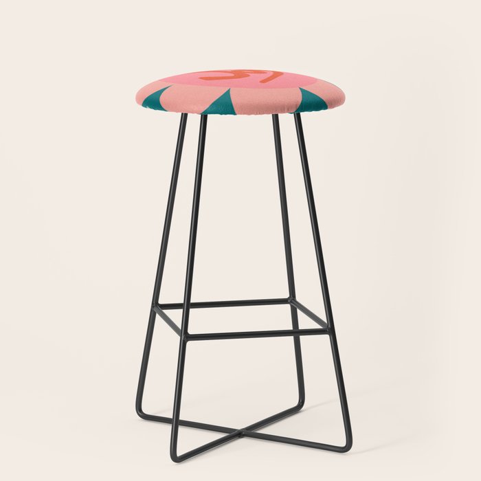 Pink and Green Bold Daisy Flower  Stool Gallery Image 1