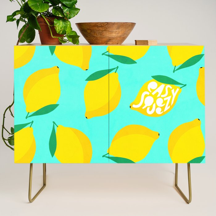 Big Fruit Lemon 'Easy Squeezy' Typographic pun  Credenza Gallery Image 1