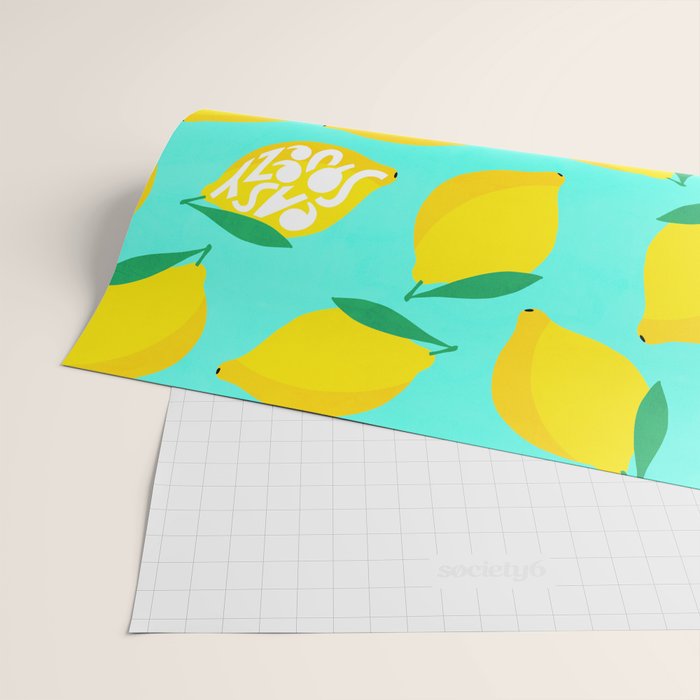 Big Fruit Lemon 'Easy Squeezy' Typographic pun  Wrapping Paper Gallery Image 2