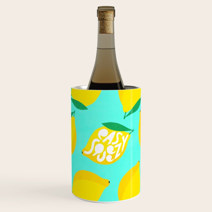Big Fruit Lemon 'Easy Squeezy' Typographic pun  Wine Chiller Gallery Image 3