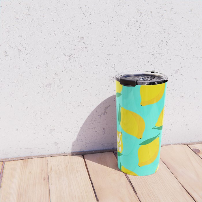 Big Fruit Lemon 'Easy Squeezy' Typographic pun  Travel Mug Gallery Image 4