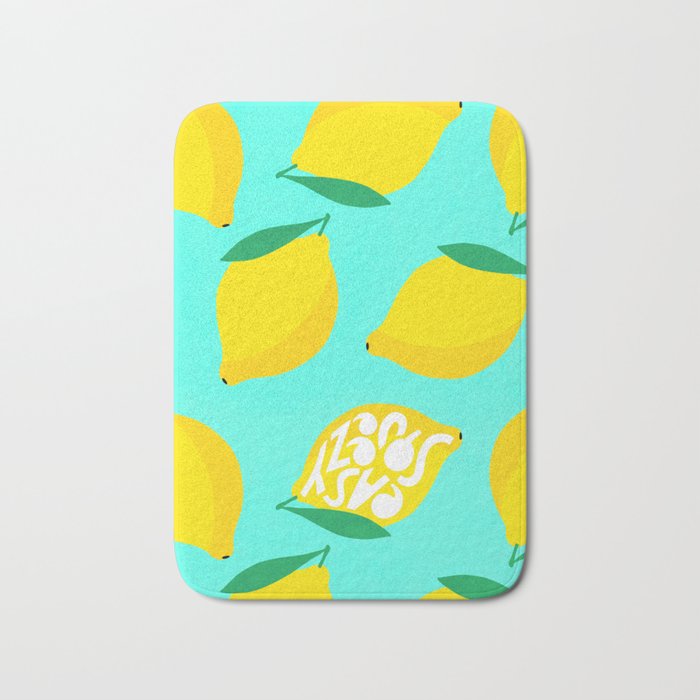 Big Fruit Lemon 'Easy Squeezy' Typographic pun  Bath Mat Gallery Image 1