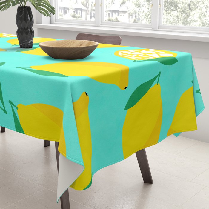 Big Fruit Lemon 'Easy Squeezy' Typographic pun  Tablecloth Gallery Image 3