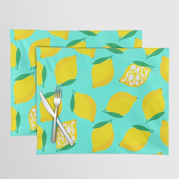 Big Fruit Lemon 'Easy Squeezy' Typographic pun  Placemat Gallery Image 1