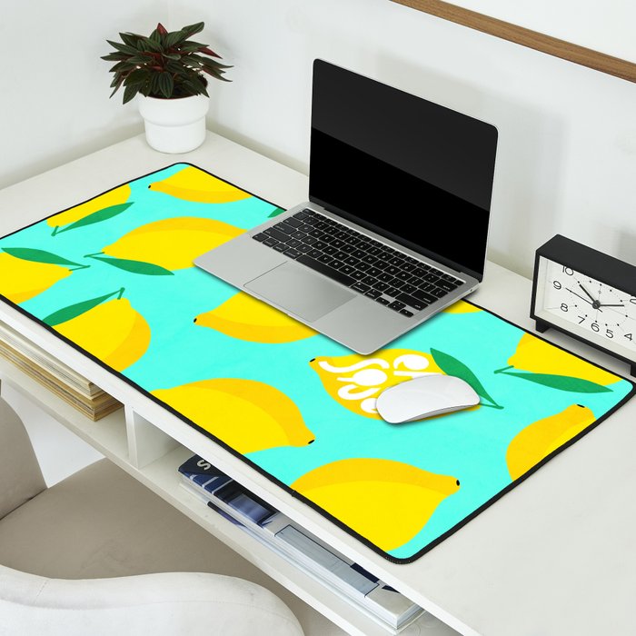 Big Fruit Lemon 'Easy Squeezy' Typographic pun  Desk Mat Gallery Image 2