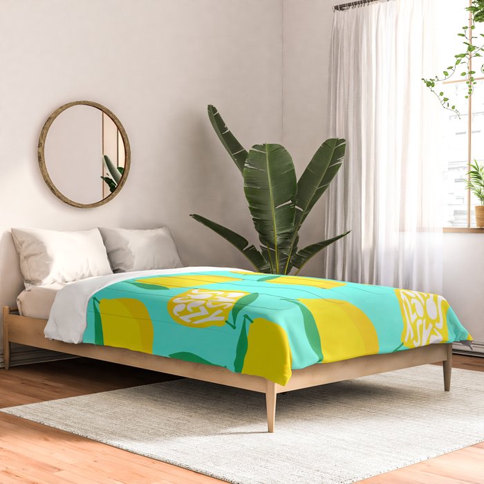 Big Fruit Lemon 'Easy Squeezy' Typographic pun  Comforter Gallery Image 2