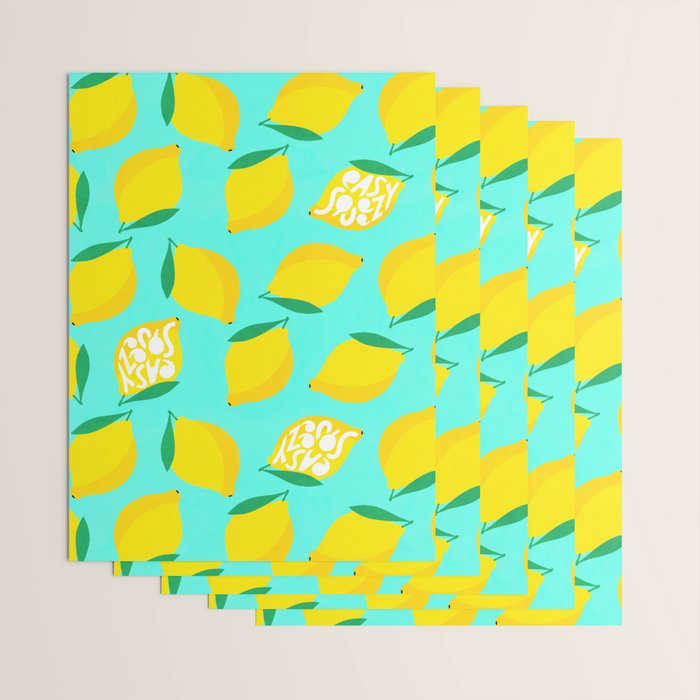 Big Fruit Lemon 'Easy Squeezy' Typographic pun  Wrapping Paper Gallery Image 3
