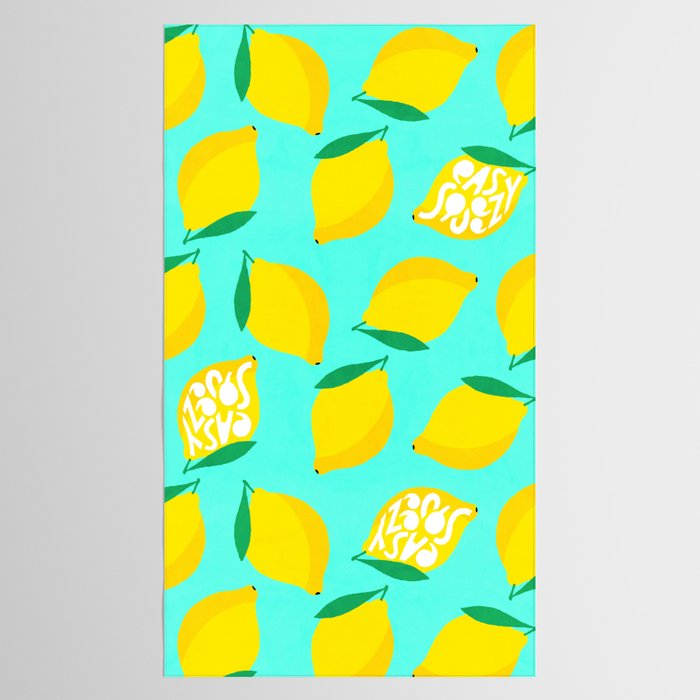 Big Fruit Lemon 'Easy Squeezy' Typographic pun  Tablecloth Gallery Image 2