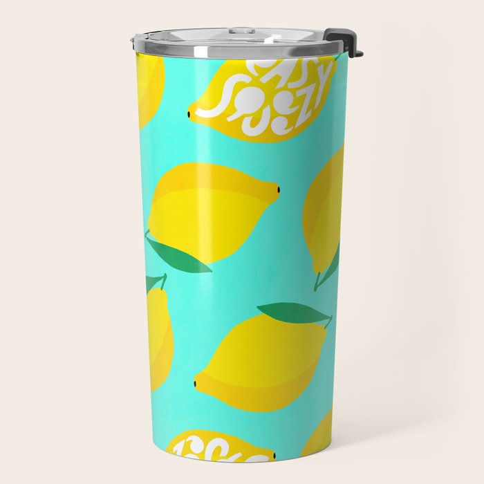 Big Fruit Lemon 'Easy Squeezy' Typographic pun  Travel Mug Gallery Image 2
