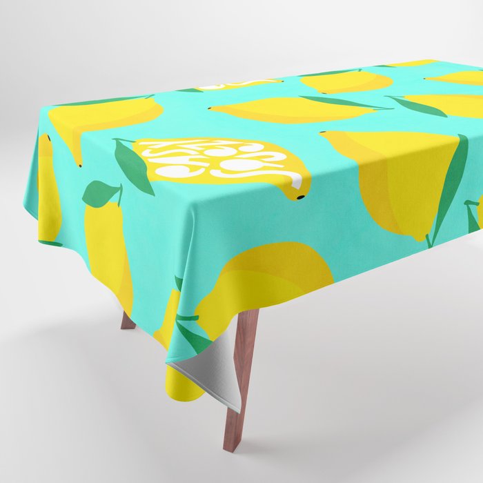 Big Fruit Lemon 'Easy Squeezy' Typographic pun  Tablecloth Gallery Image 1