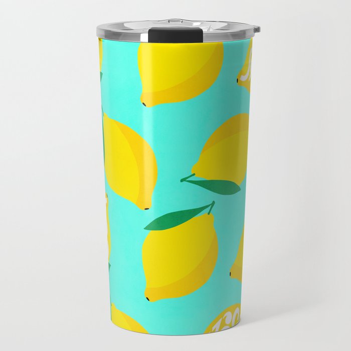 Big Fruit Lemon 'Easy Squeezy' Typographic pun  Travel Mug Gallery Image 1