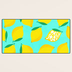 Big Fruit Lemon 'Easy Squeezy' Typographic pun  Desk Mat Gallery Image 3