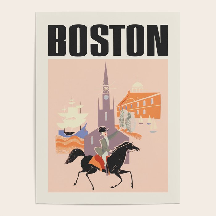 Boston Massachusetts Vintage travel poster, 1950s Poster Gallery Image 1
