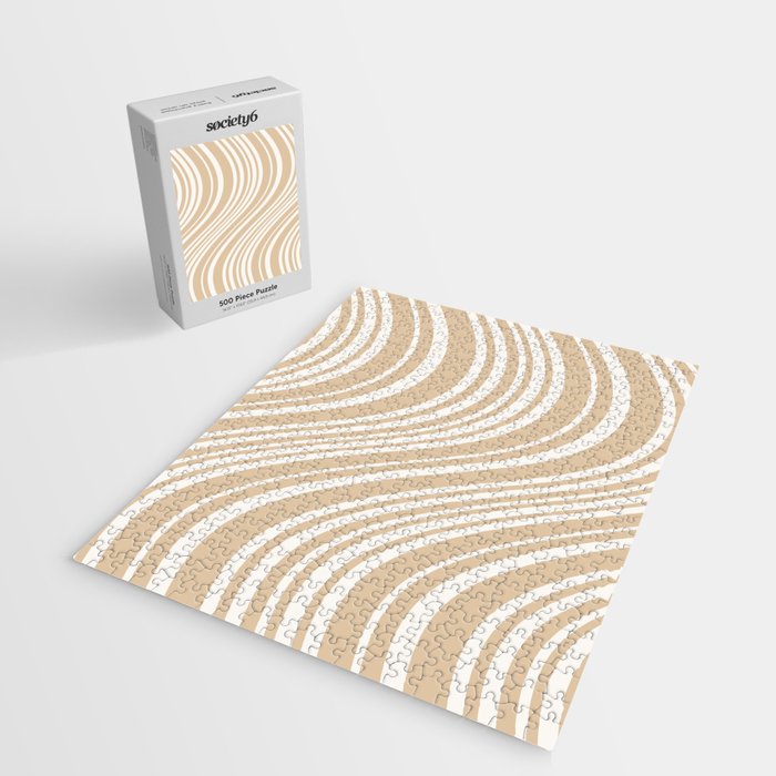 Wavy Stripes XLIII - Neutral Tan Jigsaw Puzzle Gallery Image 2