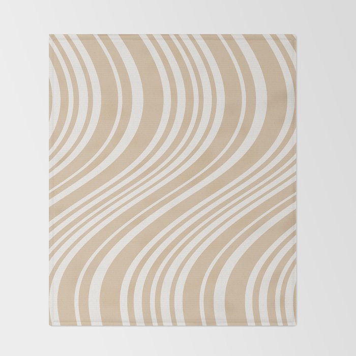 Wavy Stripes XLIII - Neutral Tan Throw Blanket Gallery Image 2