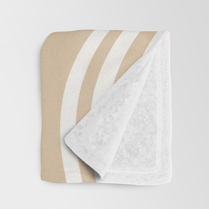 Wavy Stripes XLIII - Neutral Tan Throw Blanket Gallery Image 3