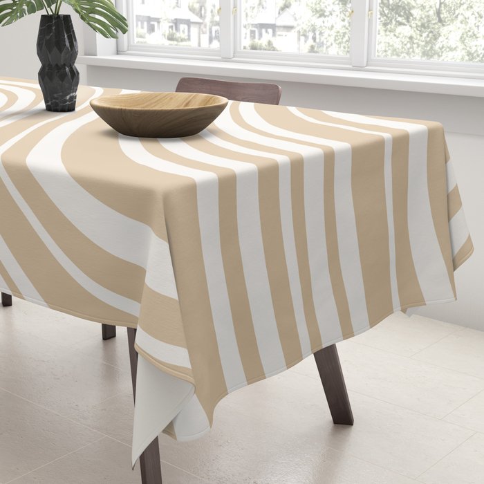 Wavy Stripes XLIII - Neutral Tan Tablecloth Gallery Image 3