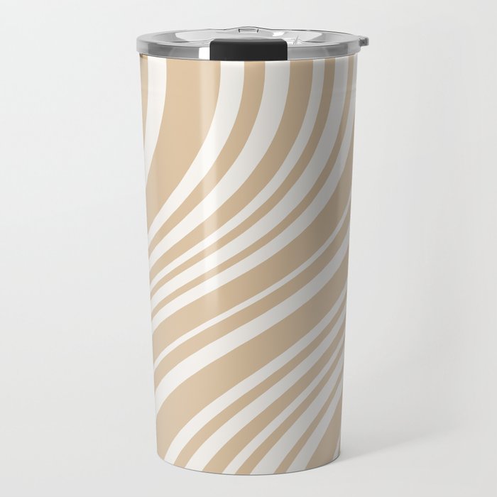Wavy Stripes XLIII - Neutral Tan Travel Mug Gallery Image 1