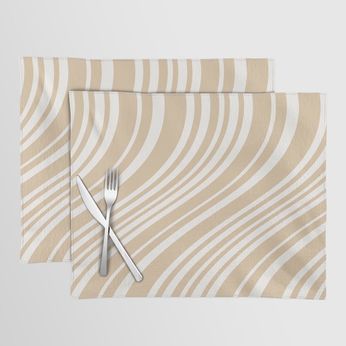 Wavy Stripes XLIII - Neutral Tan Placemat Gallery Image 1