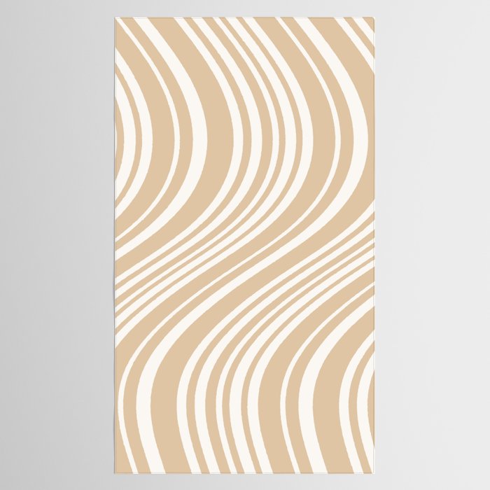 Wavy Stripes XLIII - Neutral Tan Tablecloth Gallery Image 2