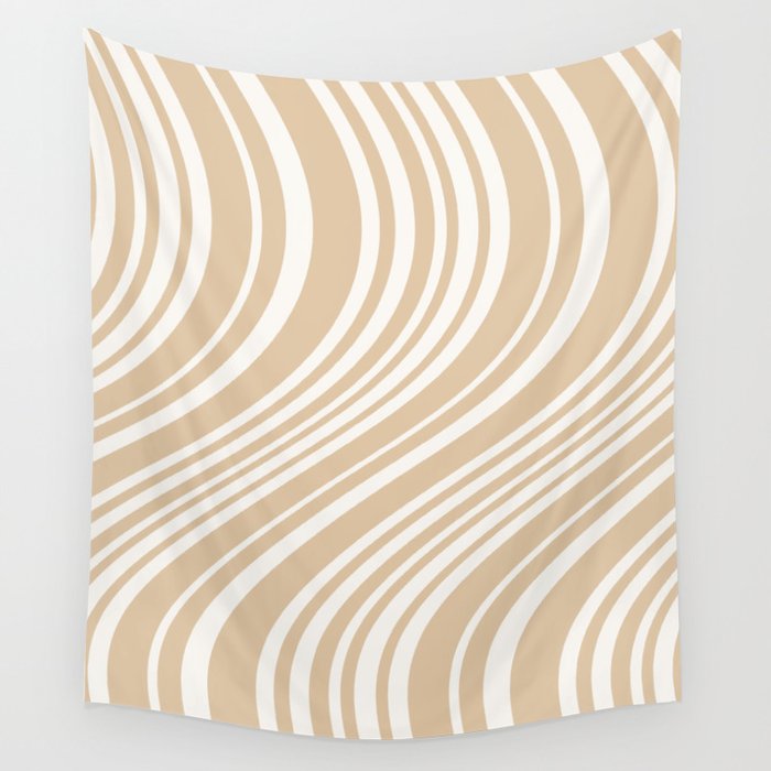 Wavy Stripes XLIII - Neutral Tan Wall Tapestry Gallery Image 4