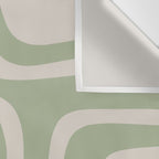 Palm Springs Mid Century Modern Abstract Pattern in Almond and Sage Green Wall Tapestry Gallery Image 3