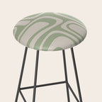 Palm Springs Mid Century Modern Abstract Pattern in Almond and Sage Green Stool Gallery Image 2