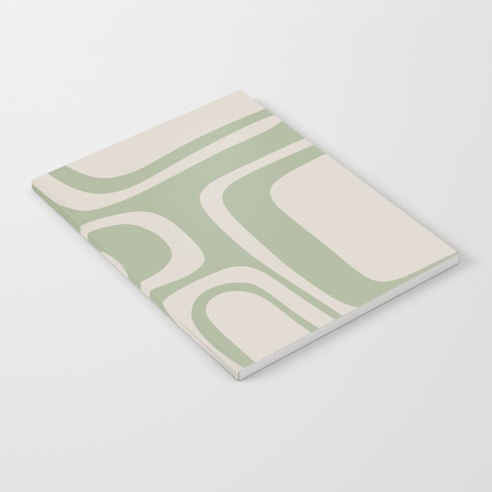 Palm Springs Mid Century Modern Abstract Pattern in Almond and Sage Green Notebook Gallery Image 1