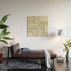 Palm Springs Mid Century Modern Abstract Pattern in Almond and Sage Green Wood Wall Art Gallery Image 2
