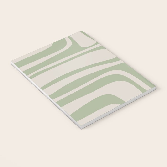Palm Springs Mid Century Modern Abstract Pattern in Almond and Sage Green Notebook Gallery Image 3
