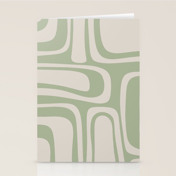 Palm Springs Mid Century Modern Abstract Pattern in Almond and Sage Green Stationery Card Gallery Image 2