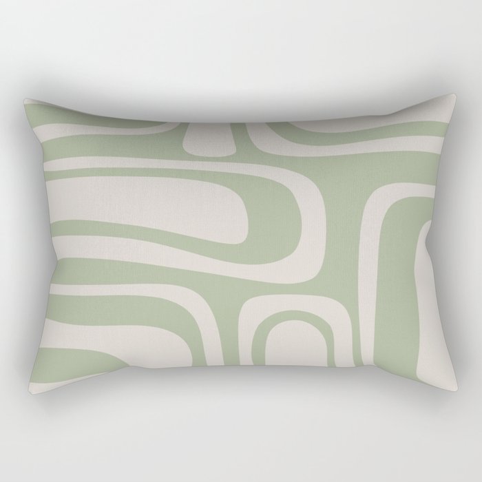 Palm Springs Mid Century Modern Abstract Pattern in Almond and Sage Green Rectangular Pillow Gallery Image 2
