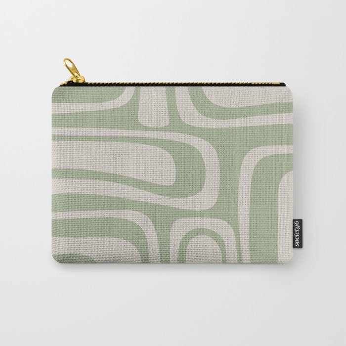 Palm Springs Mid Century Modern Abstract Pattern in Almond and Sage Green Carry All Pouch Gallery Image 1