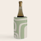 Palm Springs Mid Century Modern Abstract Pattern in Almond and Sage Green Wine Chiller Gallery Image 3