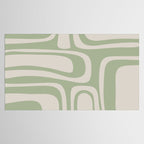 Palm Springs Mid Century Modern Abstract Pattern in Almond and Sage Green Tablecloth Gallery Image 2