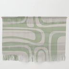 Palm Springs Mid Century Modern Abstract Pattern in Almond and Sage Green Wall Hanging Gallery Image 1