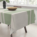 Palm Springs Mid Century Modern Abstract Pattern in Almond and Sage Green Tablecloth Gallery Image 3