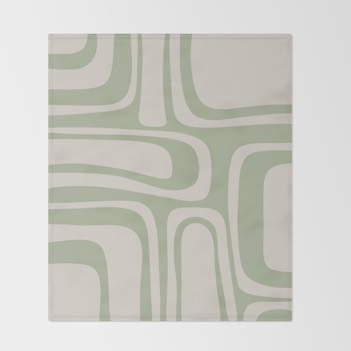 Palm Springs Mid Century Modern Abstract Pattern in Almond and Sage Green Throw Blanket Gallery Image 2