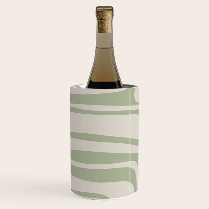 Palm Springs Mid Century Modern Abstract Pattern in Almond and Sage Green Wine Chiller Gallery Image 2