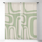 Palm Springs Mid Century Modern Abstract Pattern in Almond and Sage Green Window Curtain Gallery Image 5