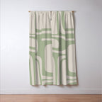 Palm Springs Mid Century Modern Abstract Pattern in Almond and Sage Green Window Curtain Gallery Image 3