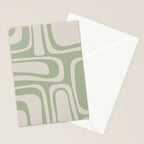 Palm Springs Mid Century Modern Abstract Pattern in Almond and Sage Green Stationery Card Gallery Image 2