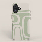 Palm Springs Mid Century Modern Abstract Pattern in Almond and Sage Green iPhone Case Gallery Image 1