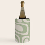 Palm Springs Mid Century Modern Abstract Pattern in Almond and Sage Green Wine Chiller Gallery Image 1