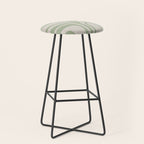 Palm Springs Mid Century Modern Abstract Pattern in Almond and Sage Green Stool Gallery Image 1