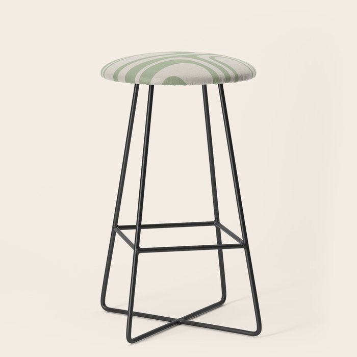 Palm Springs Mid Century Modern Abstract Pattern in Almond and Sage Green Stool Gallery Image 1