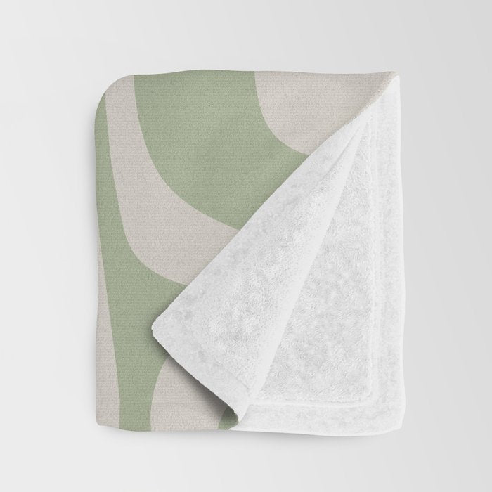 Palm Springs Mid Century Modern Abstract Pattern in Almond and Sage Green Throw Blanket Gallery Image 3