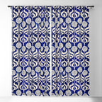 Art Deco Florals On Dark Blue Window Curtain Gallery Image 5